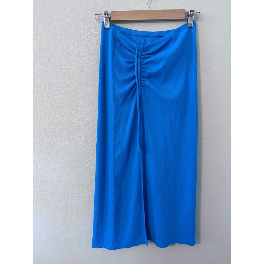 NWT Aerie womens size small blue maxi skirt with side slit pool‎ beach